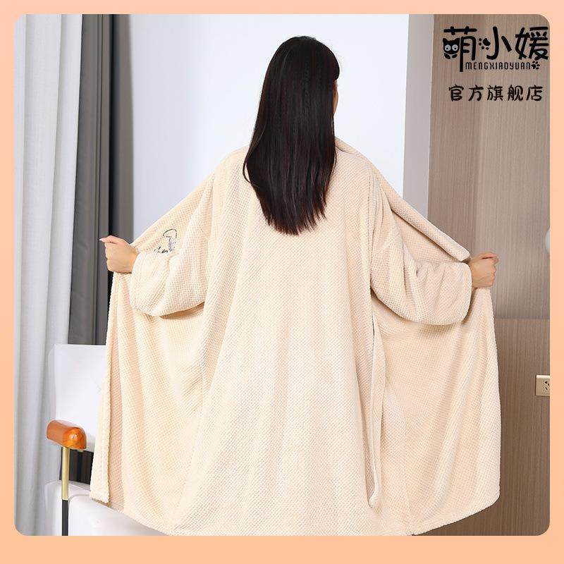 ?浴浴巾025新款比Fh(h(d$p纯家用浴袍2女大人可穿可裹戴式速干棉