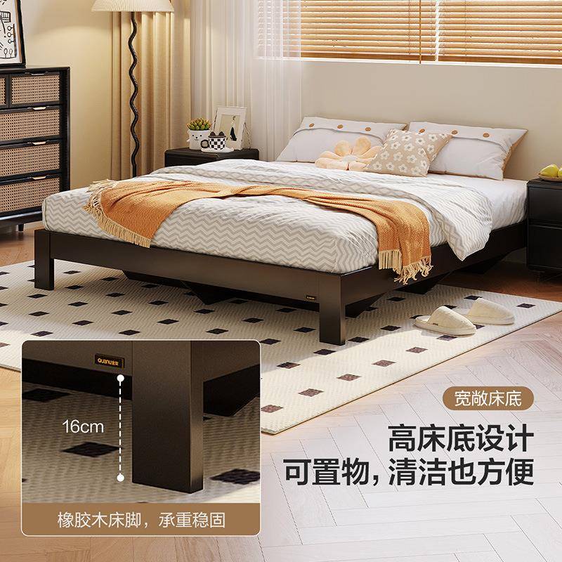 奶油风榻榻米床实板木床卧次无省床头小户型空间126387床126387