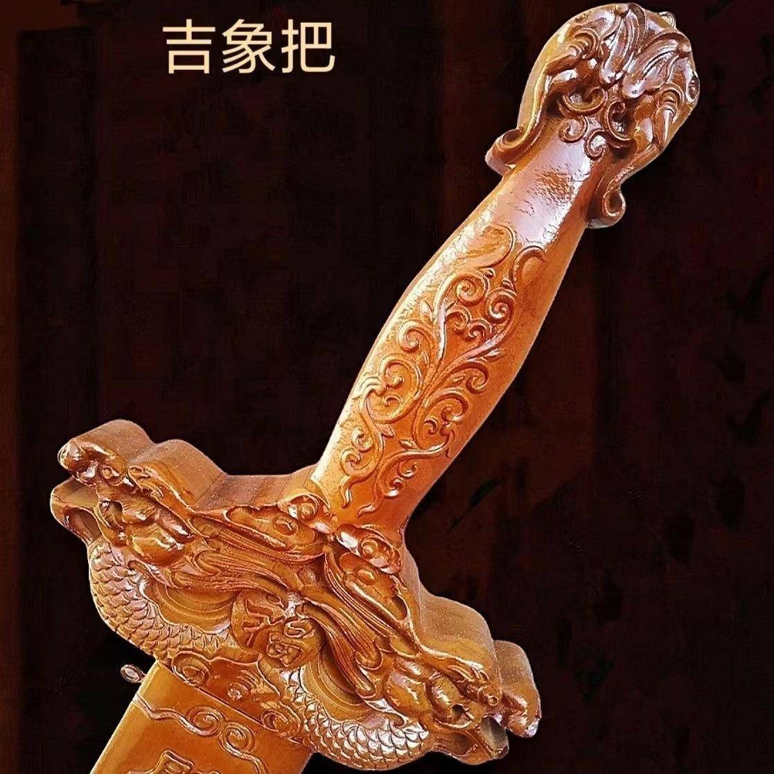 肥城987桃雕剑刻40公-1.木2米分双龙桃木剑镂空雕刻桃木剑