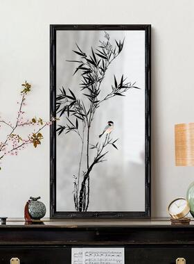 墨竹画镜新中式装饰画风客厅镜B-388子房中玻璃镜面书画法式国镜