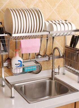 池跨境厨房水用色品黑不锈钢水架VKC槽碗碟置物沥水架收纳免打孔