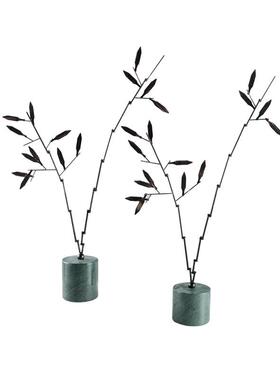 大新式现中代创意理石竹摆件售楼处展厅书房博古石架家居软装GD-A