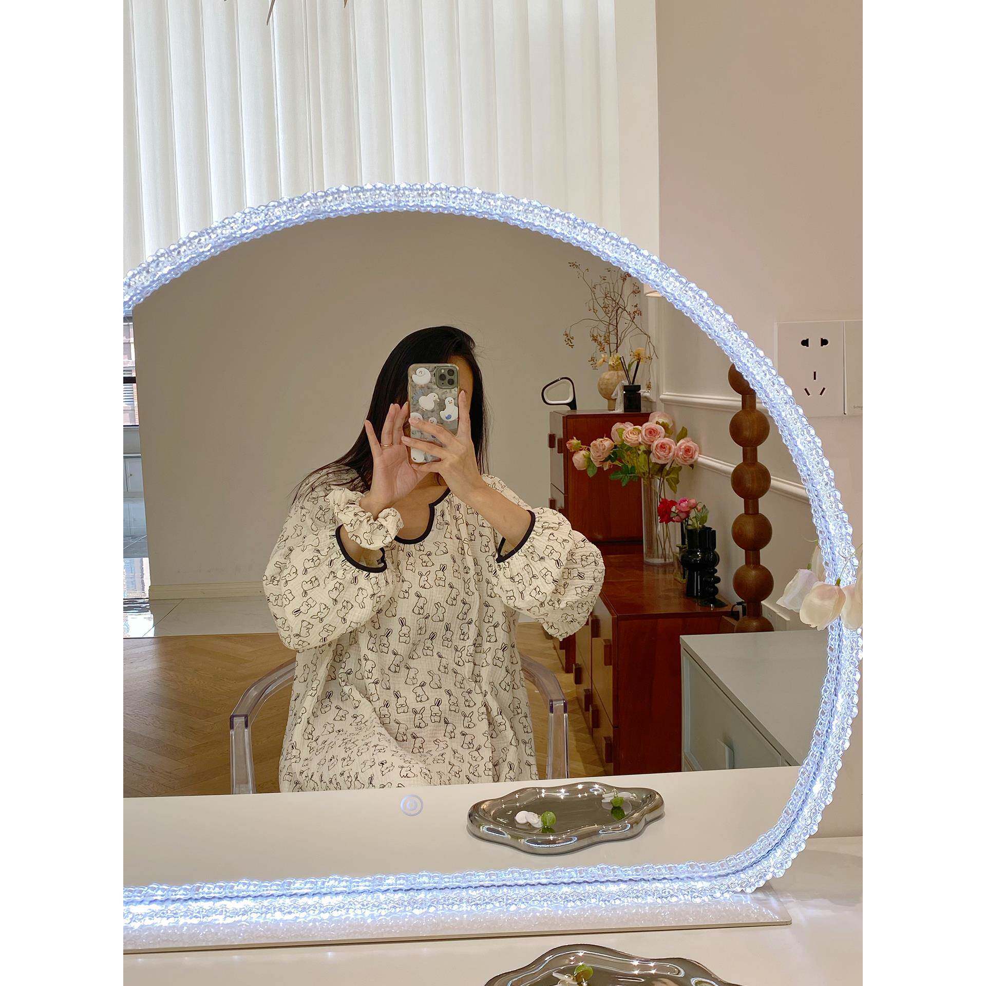 ?化妆台组合柜用大124镜子d面带灯e智能触控梳妆镜台网红梳妆美l