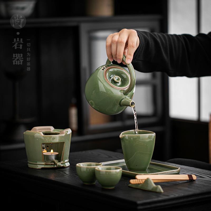 复古温装茶炉提梁壶蜡lzlz-023套陶瓷壶功夫暖茶炉单壶烛茶加热底