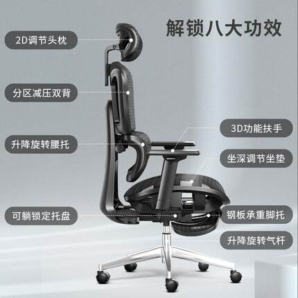 电办公椅子脑椅人电体工学椅家用舒适久坐不累员椅子竞E01工椅工