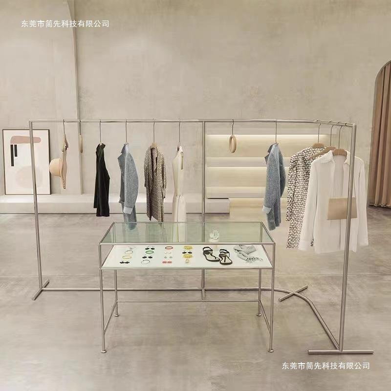 服装店饰品中间摆放715玻不锈钢展示中岛陈列架电店脑办公台桌道
