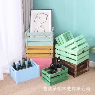 复古木箱木框箱木条箱收纳陈列超市展示木筐装饰跨境木箱子长方形