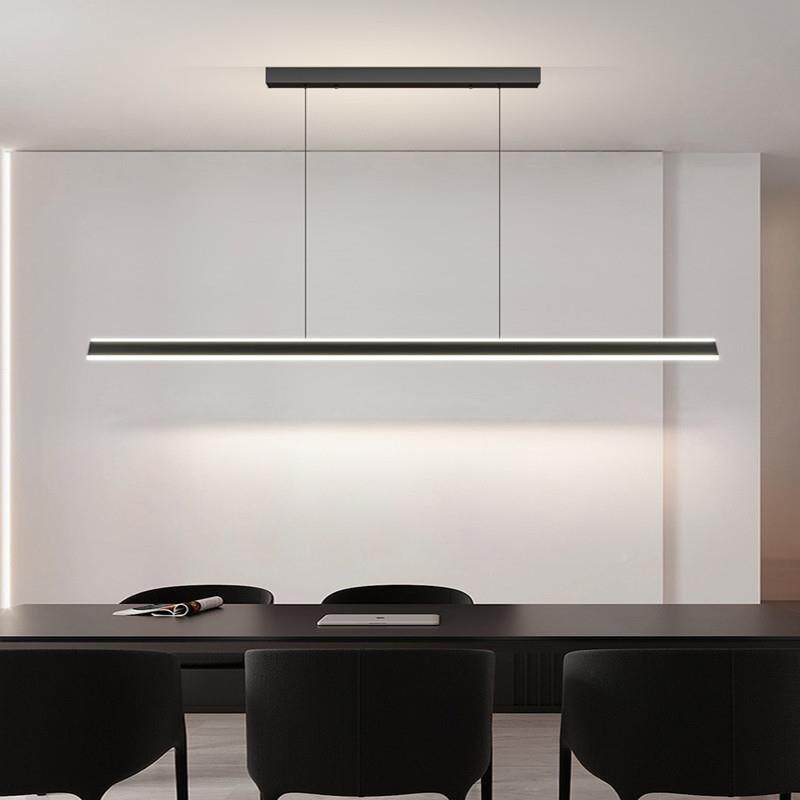 一字餐厅吊灯现代简约几餐桌何灯长条极厅简用406饭家茶室吧台led