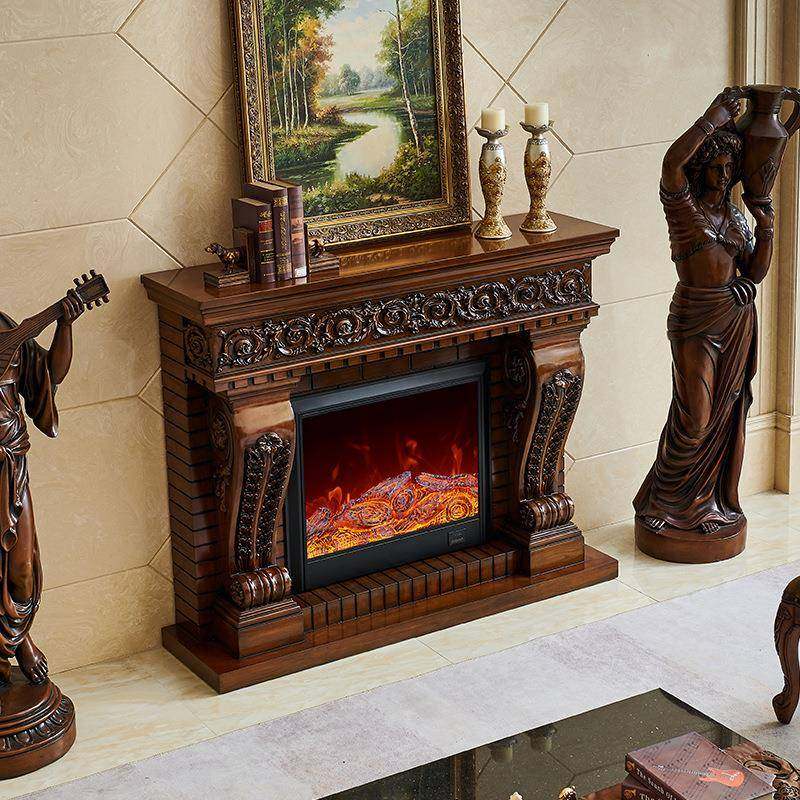 1.5油米欧实木壁炉装饰柜美式式无品牌/奶风别墅家用客厅真火焰电