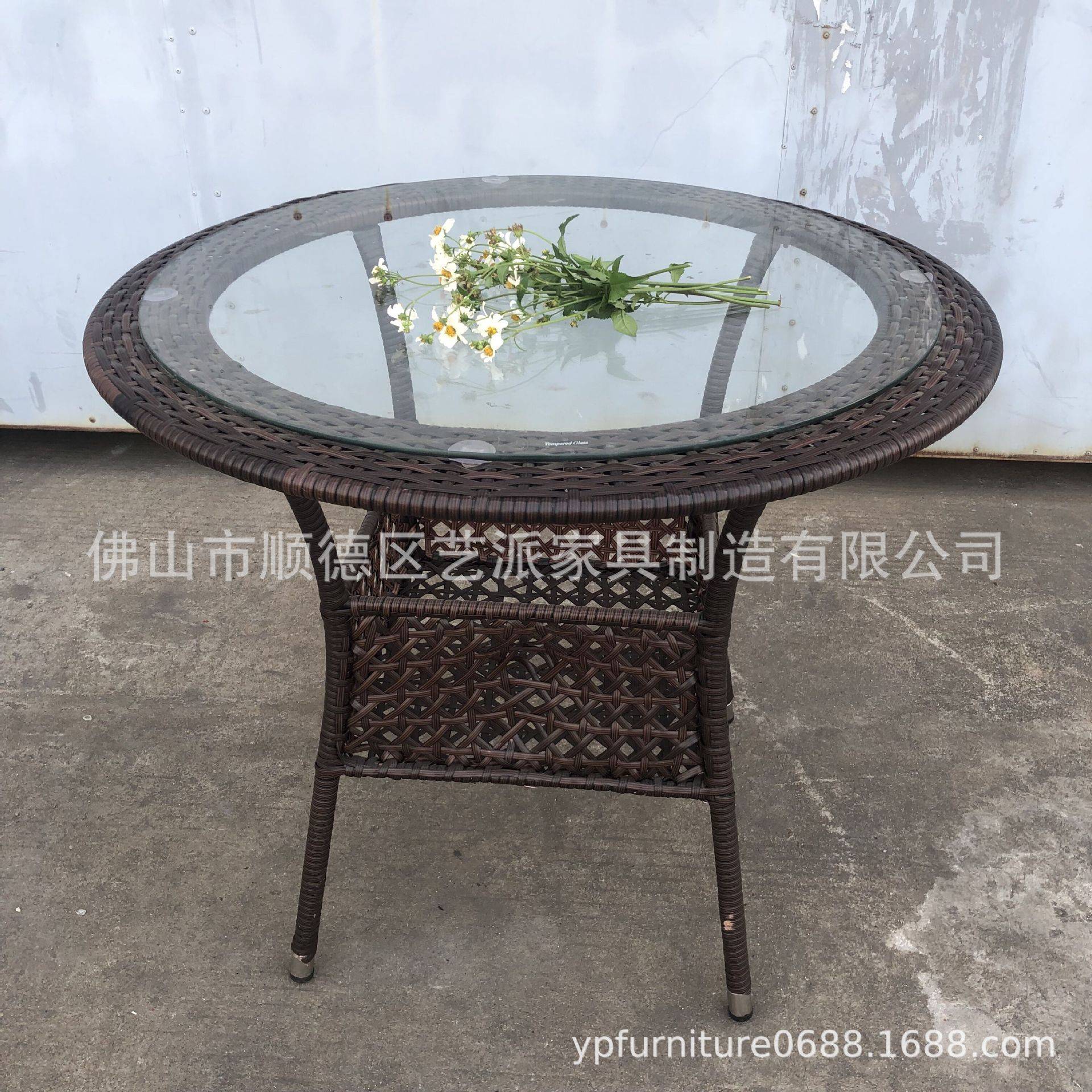 藤艺家具休闲简约阳台桌椅三五套件可露天外摆藤椅钢化玻璃桌