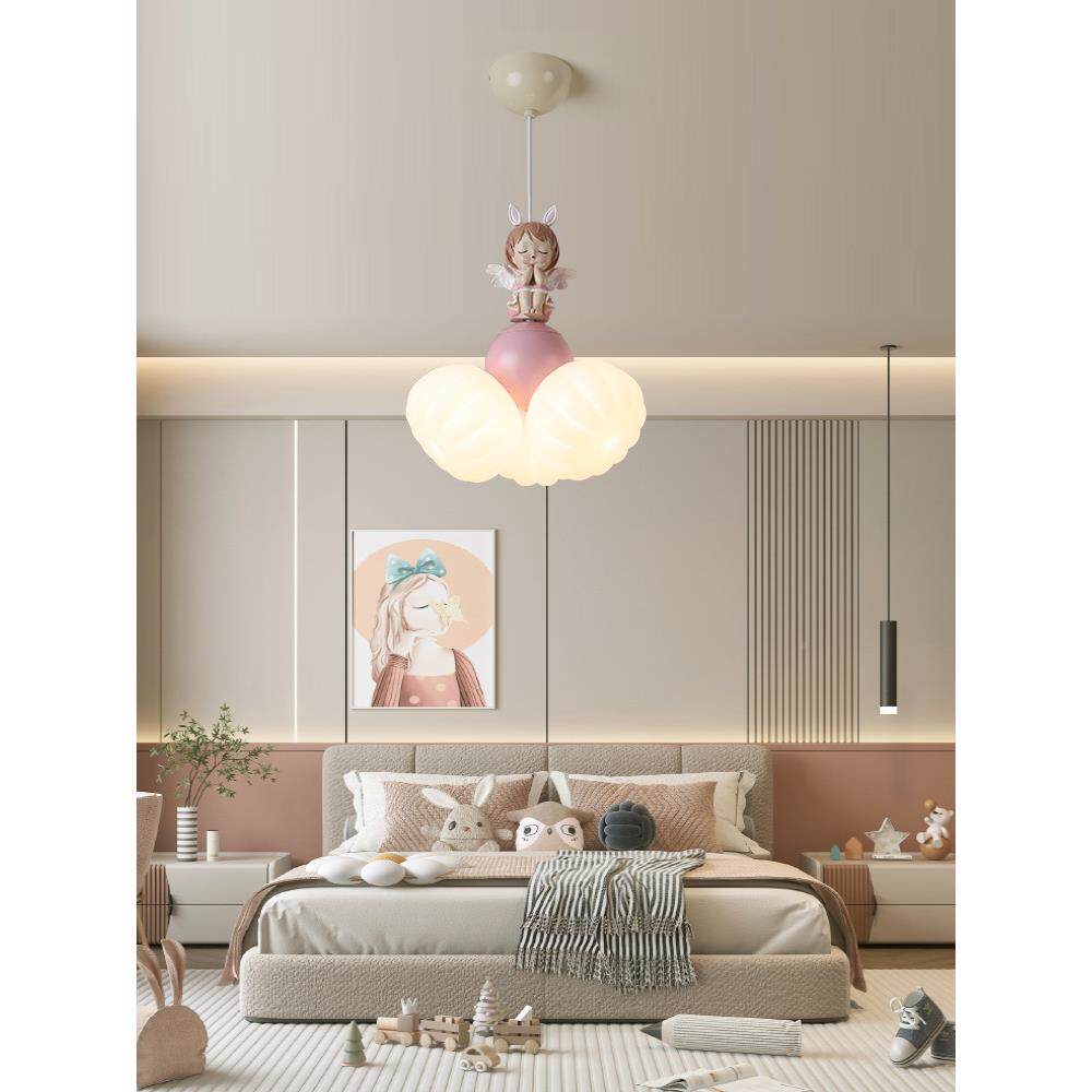 奶油风童房间吊灯女465孩柔和男护眼全光谱儿现代简时尚卧约室小