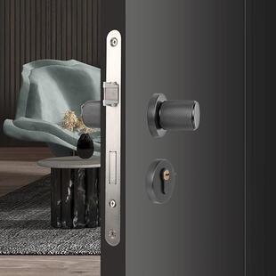 双面分门内体锁带钥匙卧室TW7685门把静音隐形儿童锁具门手斜舌木