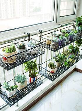 双RJG层阳栏杆花台架置物架花盆架室内悬装挂多饰铁艺挂式花架子