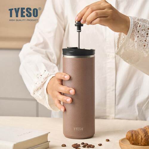 TYESO泰硕咖啡法压壶便携户外手冲咖啡杯304不锈钢法式压杆保温杯