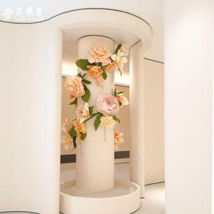 花飞花柱子美陈花室内商场婚礼布置装饰纸艺花摄影道具