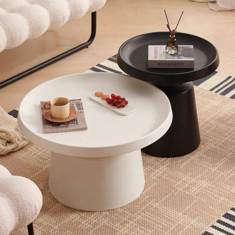 奶油风客厅家用圆形组合茶几现代简约小户型沙发边几极简马提尼桌