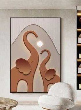 轻奢现代客厅装饰SQ5248画落地背景画过玄橙色大象入户关画道壁挂