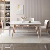 高端岩板实木餐桌家用户SDK型餐桌小伸缩加固方底板家庭圆两用桌