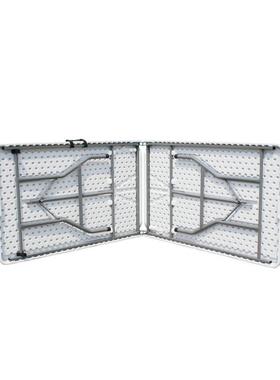 塑户外叠折餐桌2吹BRI休40cm长方桌白色闲便携式折桌8FT对开饭桌