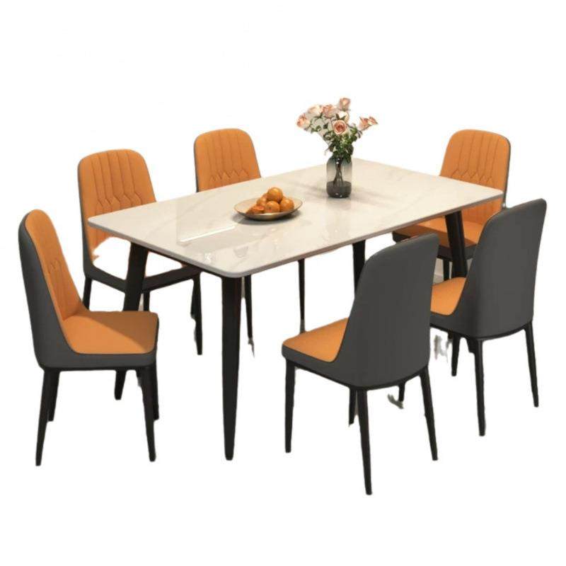 餐桌岩板奢现客代简约家用OVU小户型简易饭桌子轻长方形餐厅桌椅