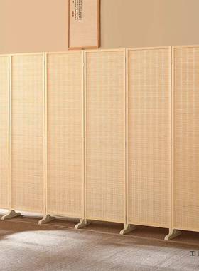 质竹子中式卧室厅屏木风隔断墙简约代折现叠家ZJS用客办公室遮挡