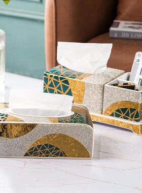 创意办骨奢瓷抽ZH-1A-19纸盒公室家用客厅面轻陶瓷纸巾盒现代客桌