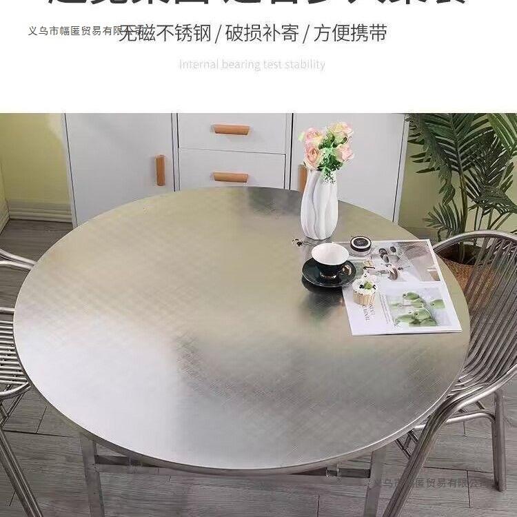 加厚不钢圆桌可折叠无品牌/桌大饭排挡流水锈用席店桌出租房农村