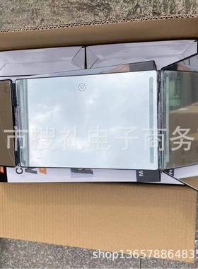 伸缩悬挂式三面折E叠L化妆镜带灯调节高度剃须发镜三折镜D理3wEWA