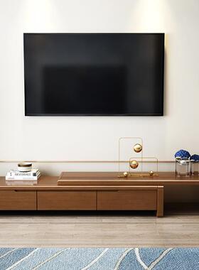 实木电视茶几合现代简约经型沙济发餐桌客71147厅可柜伸缩简易地