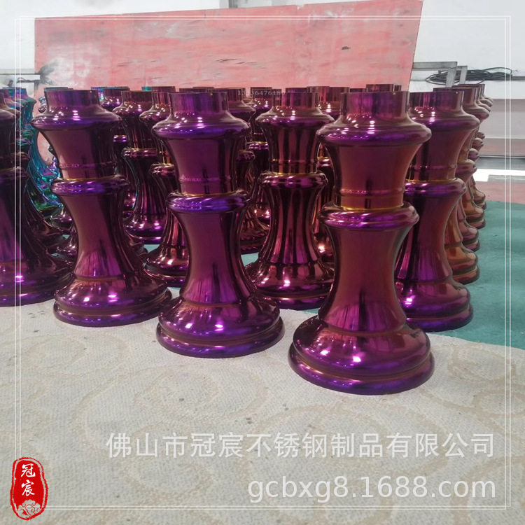 浙江酒吧装修用宝石蓝镜面不锈钢葫芦柱 201宝石蓝镜面扶手面管
