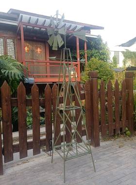 亚马爬逊爆款铁艺创意风车多层花杂架花园庭阳台绿植HJ13014藤院