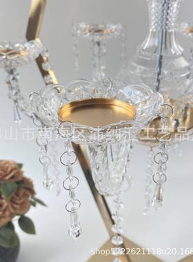 跨台境婚庆道具布菱金属形水晶吊饰烛婚JTE礼主桌台置橱窗道具摆