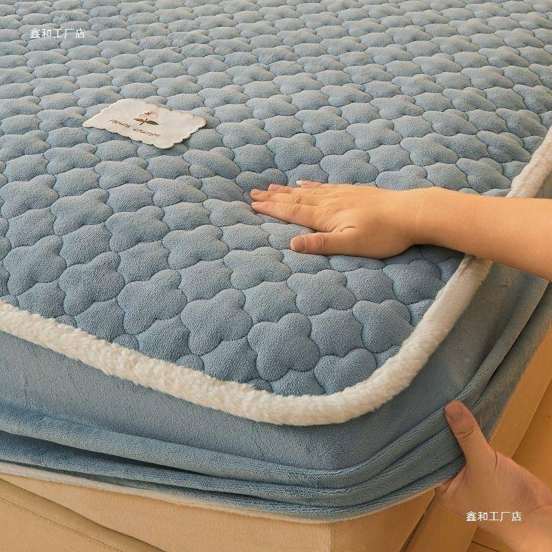 绒冬天加绒夹床棉珊瑚床笠三件套加厚床TYF防滑单床罩单件席梦思