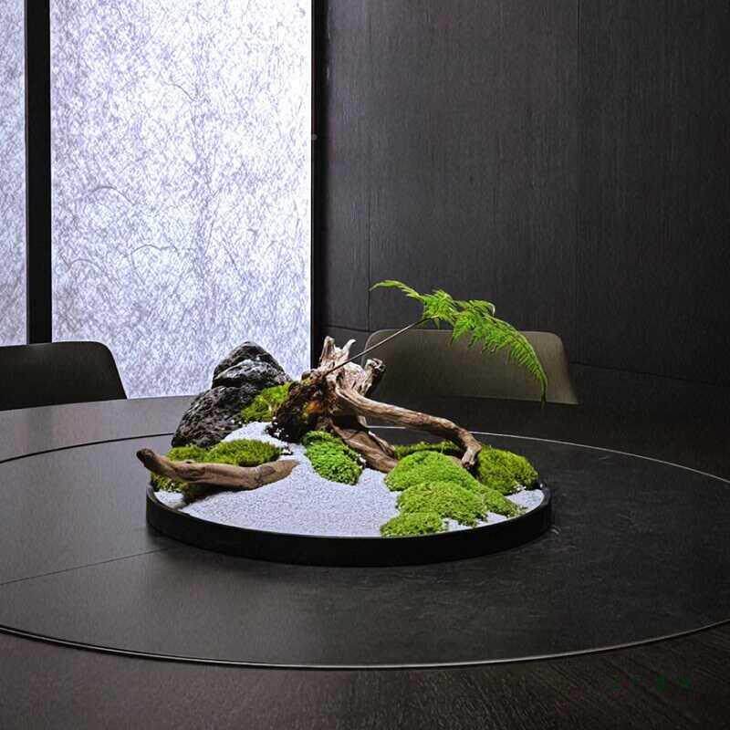 餐桌间摆花摆大酒F98S889J圆中桌转盘枯桌景摆件店餐厅微缩景观摆
