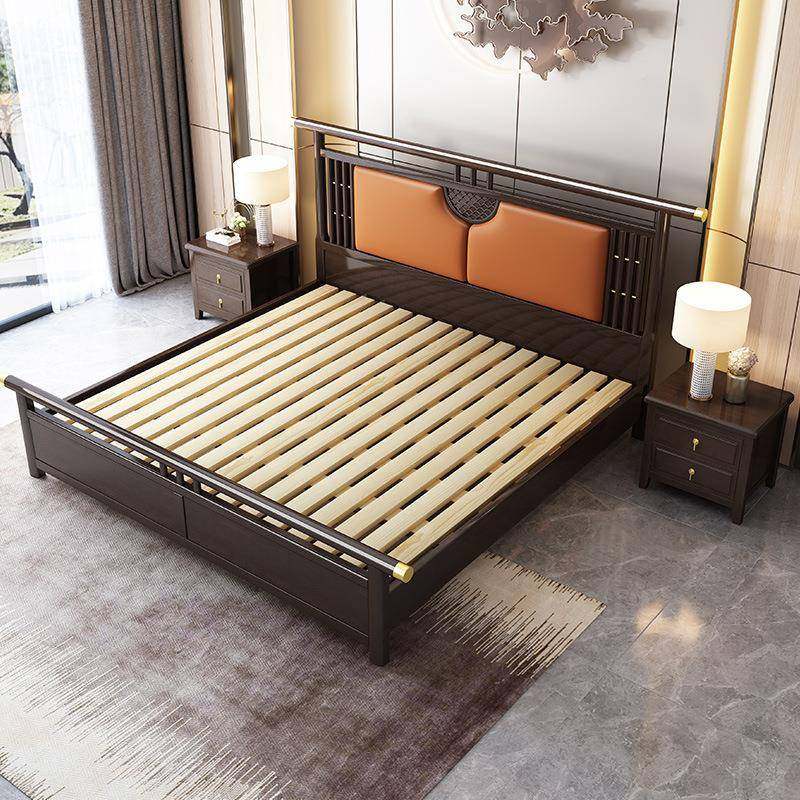 新中式实物木家AIT床1.8米现代简约.5米紫檀木主卧具高1箱储厂家