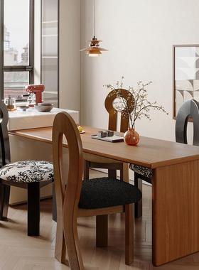 中古风餐复椅实木餐椅家贝壳椅用法式古人桌鱼椅藤编椅TTG卧室化B