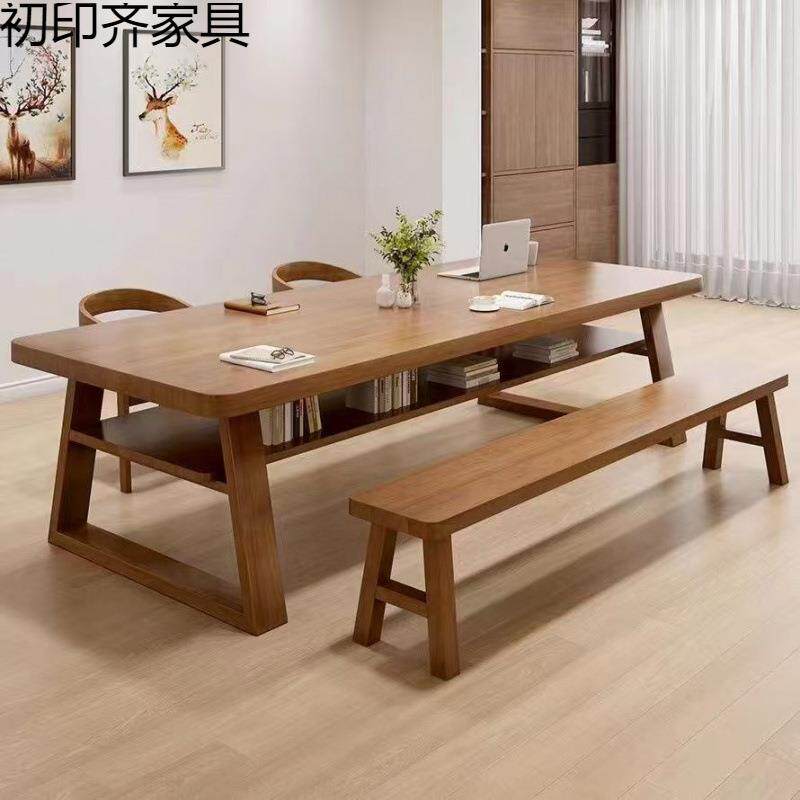 双层实木大长桌习29914厅读双人学桌子现代简约家客用电脑桌阅桌