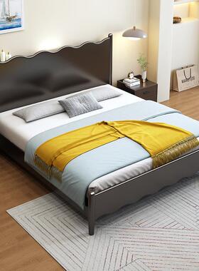 黑色全实HY--2311木床复古简约1现代.卧室双人床.5米法主式18米极