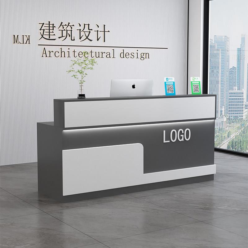 简约现光弧形前台吧台接待台服装奶茶店美容院收银柜台公司柜台