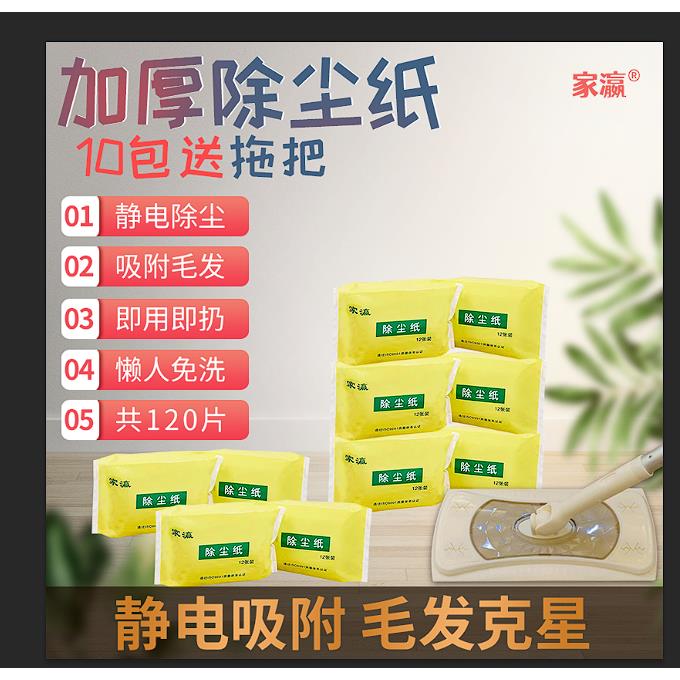 家瀛静电除尘纸一次性平板拖把家用懒人拖布干巾一拖免手洗拖地神
