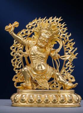 钻石手佛像饰品黄铜全鎏金藏式背光佛像2寸3寸5寸金刚手菩萨