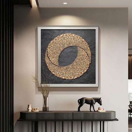 寓意好入户玄关装饰画轻奢高级感客厅挂画抽象方形餐厅餐边柜壁画
