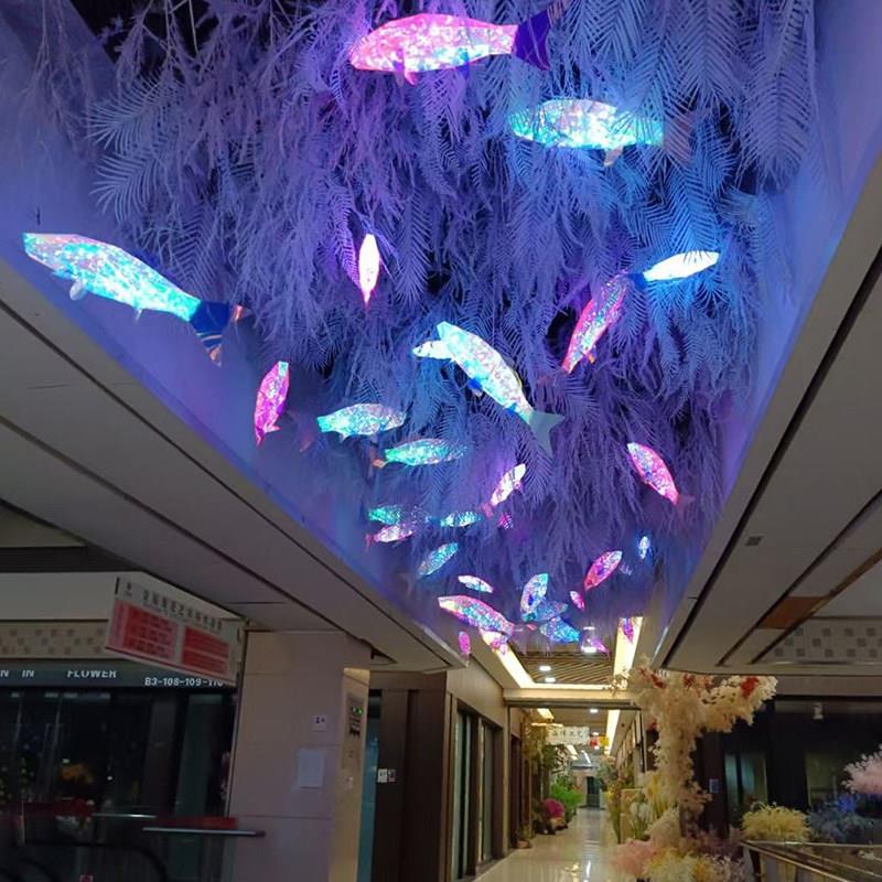 创意节庆道具 幻彩发光鲤鱼灯商场中庭挂件吊顶装饰活动橱窗美陈