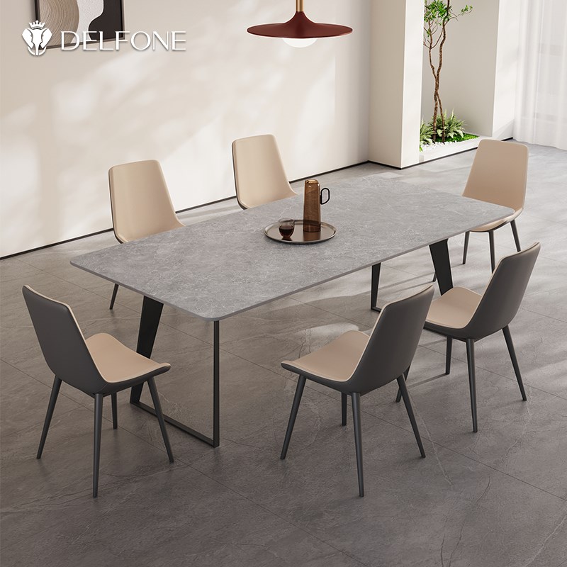 德利丰岩板餐桌椅新款小户型家用现代简约意式极简长方形饭桌