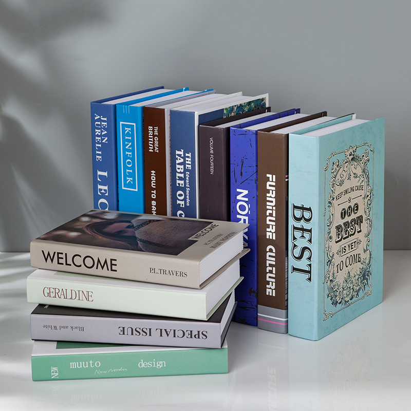 现代英文假书摆件店铺软装仿真书道具书样本书房装饰摆设书盒书壳
