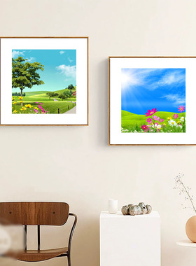 田园风格装饰画客厅风景挂画现代餐厅饭厅卧室床头艺术奶油墙壁画