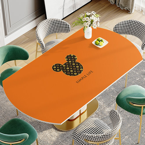 椭圆形桌布防水防油免洗防烫pvc皮革茶几垫子可伸缩折叠餐桌桌垫