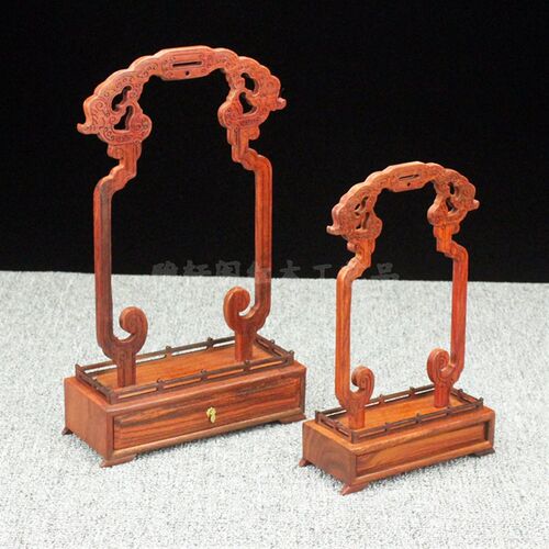 红酸枝木雕刻工艺品挂件架玉器翡翠首饰品展示架龙头龙门吊玉架