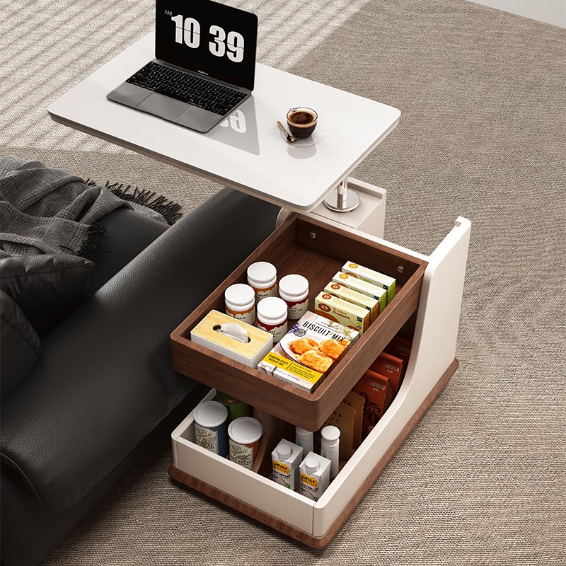 实木升降茶几桌小户型客厅家用沙发边柜阳台可移动小推车巴士边几