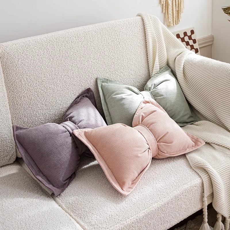 蝴蝶结创意抱枕沙发客厅高级感装饰不含芯靠垫床头长条腰枕靠垫